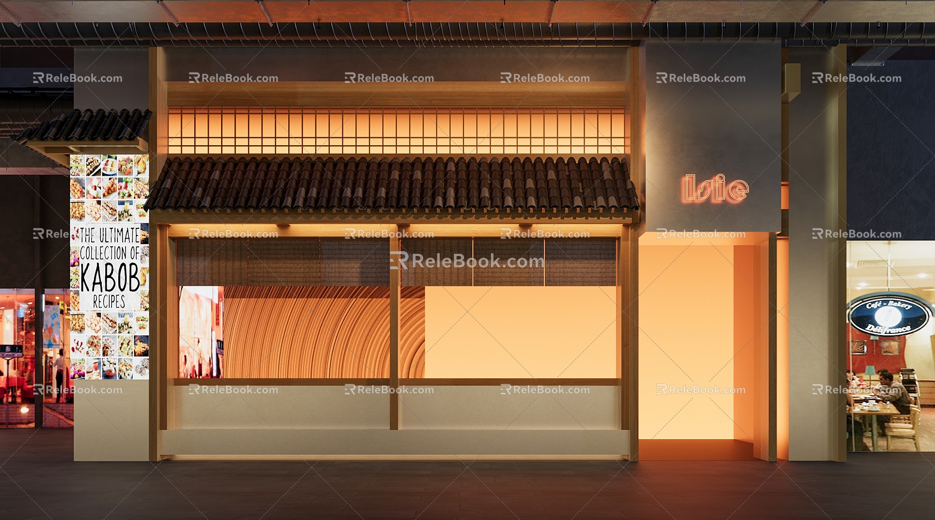 New Chinese style store at the door of the shopping mall 3d model