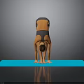 Human Body Organs And Hair In Yoga Inversion Pose On Blue Mat