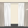 Elegant Gray And White Velvet Curtains Hanging On Black Rod In Interior Room