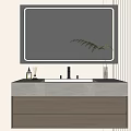 Elegant Modern Bathroom Vanity With Lighted Mirror Light Colored Countertop And Faucet