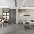 Modern Living Dining Room Interior With White Sofa TV Wall And Floor to Ceiling Windows