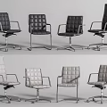 Modern Office Chairs In Black And White Leather With Tufted Design And Wheels
