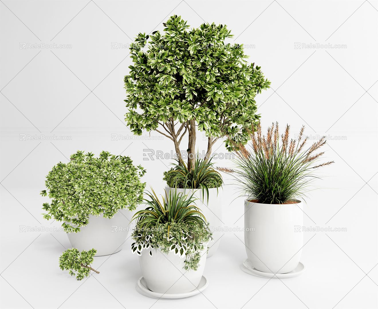 Modern potted plants potted ornamental bonsai plants model