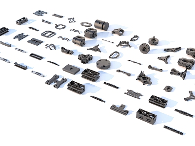 Hard surface mechanical parts combination of mechanical parts 3d model