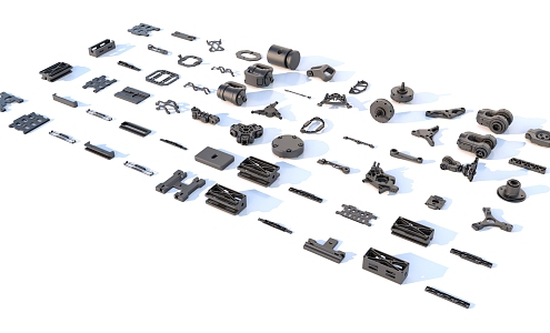 Hard surface mechanical parts combination of mechanical parts 3d model