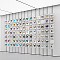 Neatly Arranged Butterfly Specimens On White Wall In Exhibition Hall