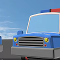 Two Blue Police Car Toy Models With Red Lights And Miniature Design