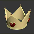 Metal Hardware Tools Golden Crown With Red Heart Ornaments And Shiny Surface
