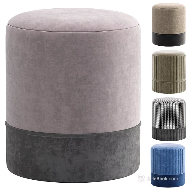 Ottoman Stools With Multiple Colors Textured Upholstery And Different Designs 3d model 