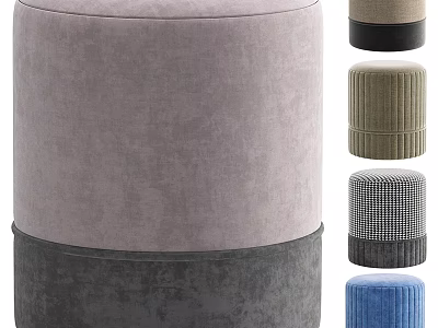 Ottoman Stools With Multiple Colors Textured Upholstery And Different Designs 3d model