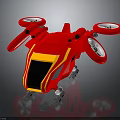 Red Aerospace Drone With Four Rotors And Yellow Stripe For Space Missions