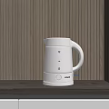 White Poliviar Electric Kettle On Wooden Texture Countertop For Modern Kitchen Use