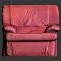Pink Leather Single-seater Sofa With Armrest And Backrest Thick Design Shiny Surface Furniture