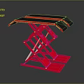 Red Scissor Lift Platform With Black Top And Metal Frame For Industrial Lifting