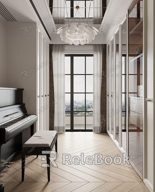 Light Luxury Cloakroom Cloakroom Wardrobe Piano Room Coat Cabinet Piano Storage Cabinet Piano Room model