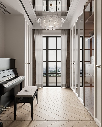 Light Luxury Cloakroom Wardrobe Piano Room Coat Cabinet Piano Storage Cabinet Piano Room 3d model