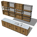 Modern Wooden Kitchen Cabinets With Open Shelves And Closed Doors Countertop Sink And Faucet Design