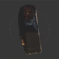 Wood Stone Piece with Burnt End and Natural Grain on Dark Reflective Background
