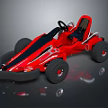 Red Go Kart With Open Design Black Seats Steering Wheel And Large Wheels