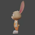Cute Cartoon Rabbit Character With Big Ears Orange Overalls And White Shoes