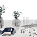 Modern Tableware Wine Bottle Wine Glass Combo 3d model