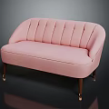 Pink Modern Sofa with Tufted Backrest and Wooden Legs Featuring Metal Accents