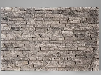 Gray Stone Wall Surface With Natural Stacked Texture And Decorative Pattern 3d model