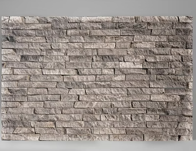 Gray Stone Wall Surface With Natural Stacked Texture And Decorative Pattern 3d model