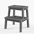 Wooden Two Step Stool With Solid Wood Construction And Practical Household Use 3d model