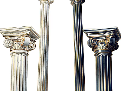 Various Styles of Roman Columns with Ornate Capitals and Fluted Shafts 3d model