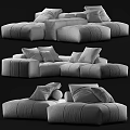 Plush Modular Sofa Set With Comfortable Cushions And Decorative Pillows
