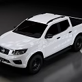 White Double Cab Pickup Truck With Black Rims Parked On Smooth Reflective Dark Surface