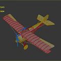 Vintage White Biplane Model Airplane With Red Propeller And White Wheels