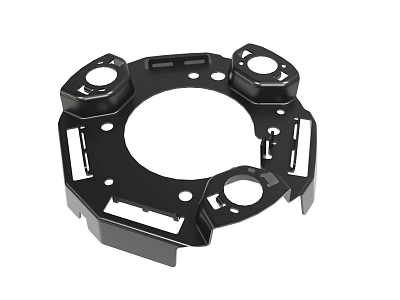 Black Circular Metal Bracket With Mounting Holes And Structural Components 3d model
