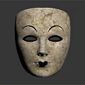 Handcrafted Decorative Daily Life Mask With Cracked Texture And Black Line Details
