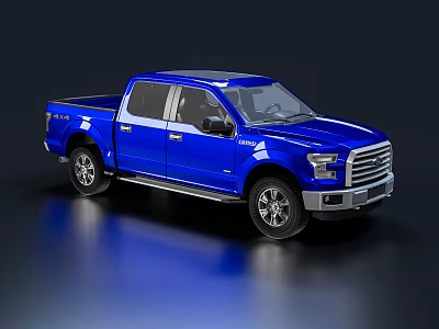 Blue Pickup Truck With Shiny Exterior Modern Design And Stylish Wheels 3d model