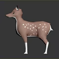 Pink Spotted Deer Figurine With White Belly And Legs Standing On Shiny Surface