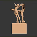 Golden Game Anime Character Figure Skating Statue With Extended Arms And Skates On Square Base