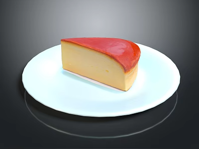 Cheese Slice With Red Top And Yellow Body On White Plate 3d model