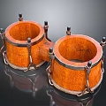 Wooden Storage Barrels with Metal Hoops and Brackets Natural Wood Grain Surface for Household Use