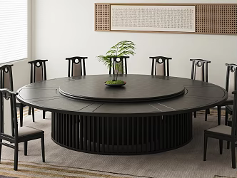 Dining Table New Chinese Dining Table Dining Table and Chair Combination Restaurant New Chinese Restaurant 3d model