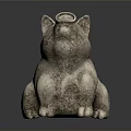 Decorative Stone Pig Sculpture With Rough Texture And Sitting Posture 3d model