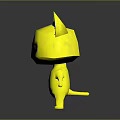 Game And Movie Character With Yellow Body Pink Ears Big Eyes Holding Knife