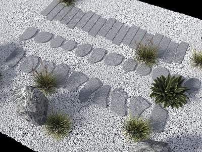 Modern Tingbu Park Garden Road Landscape Tingbu Stone Plate Road Green Slab Stone Courtyard Stone Micro-terrain Stone Lantern 3d model