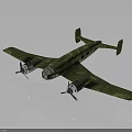 Military Airplane with Green Camouflage Twin Engines Wings and Tail on Gray Smooth Reflective Surface