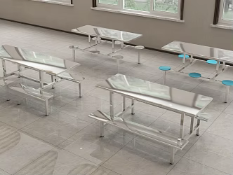 Dining Table Stainless Steel Row Dining Table School Dining Room Table Floor Indoor Dining Room Student Dining Table 3d model