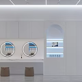 Modern Minimalist Beauty Salon Interior With Stylish Reception Desk And Comfortable Chairs And Beauty Poster