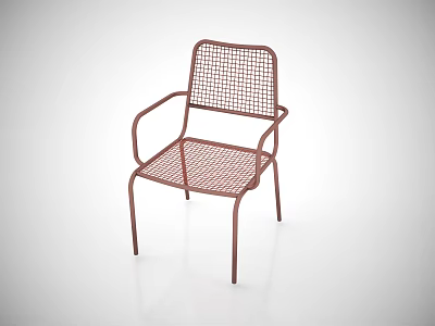 Copper Brown Leisure Chair With Metal Frame Woven Mesh Seat Back And Armrests 3d model