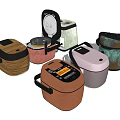 Various Modern Rice Cookers With Different Colors And Designs For Home Use