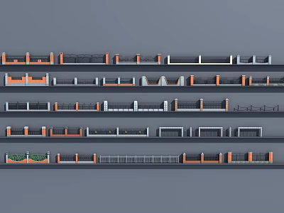 Modern Building Facade Designs With Multiple Layers Railings And Color Combinations 3d model